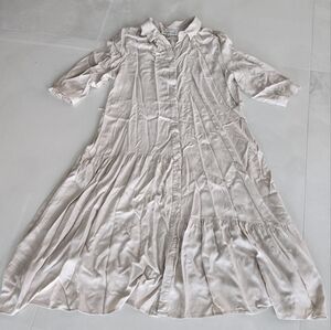 Harlow & Rose Khaki-Colored Button-Up Collared Dress - XL